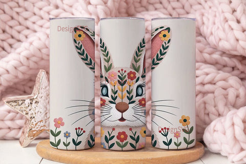 Floral Rabbit 20oz Tumbler Wrap Sublimation DesignSVG 