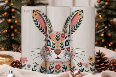 Floral Rabbit 20oz Tumbler Wrap Sublimation DesignSVG 