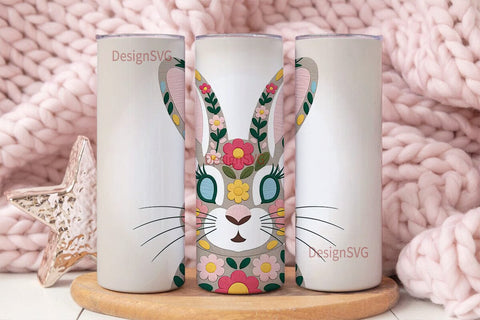 Floral Rabbit 20oz Tumbler Wrap Sublimation DesignSVG 