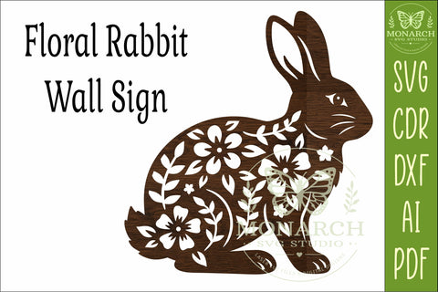 Floral Rabbit Wall Art SVG, Bunny Lover Laser Cut Sign Decor SVG APInspireddesigns 