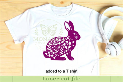 Floral Rabbit Wall Art SVG, Bunny Lover Laser Cut Sign Decor SVG APInspireddesigns 