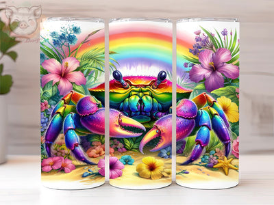 Floral Rainbow Crab 20oz Tumbler Png, Straight & Tapered Tumbler Png, Crab Tumbler Png, Digital Download PNG Sublimation Lara' s Designs 