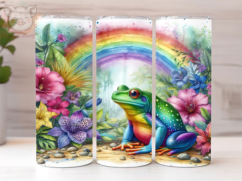 Floral Rainbow Frog 20oz Tumbler Png, Straight & Tapered Tumbler Png, Frog Tumbler Png, Digital Download PNG Sublimation Lara' s Designs 