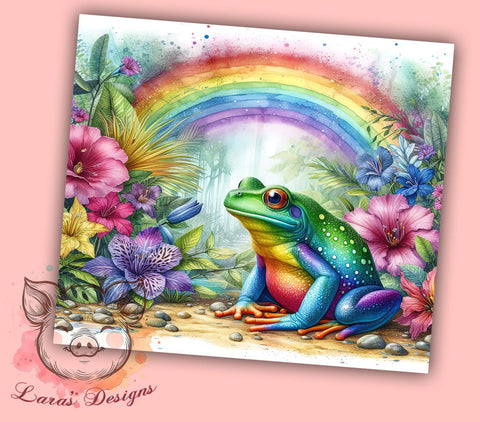 Floral Rainbow Frog 20oz Tumbler Png, Straight & Tapered Tumbler Png, Frog Tumbler Png, Digital Download PNG Sublimation Lara' s Designs 