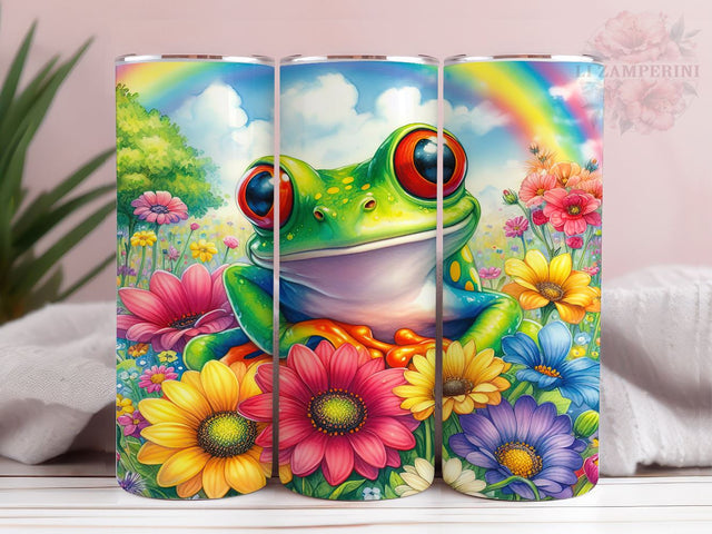 Floral Rainbow Frog 20oz Tumbler Wrap PNG, Frog Tumbler Png, Straight & Tapered Tumbler Wrap, Instant Digital Download Sublimation Li Zamperini 