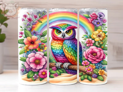 Floral Rainbow Owl 20oz Tumbler, Straight & Tapered Tumbler Png, Owl Tumbler Png, Digital Download PNG Sublimation Lara' s Designs 