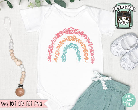 Floral Rainbow SVG file, Flower Rainbow cut file, Pride svg, Love, Pride Rainbow svg file, Boho Rainbow, Rainbow Baby SVG Wild Pilot 