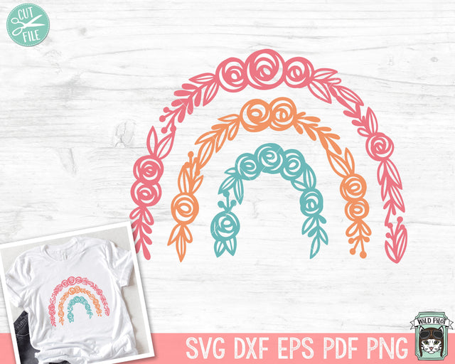 Floral Rainbow SVG file, Flower Rainbow cut file, Pride svg, Love, Pride Rainbow svg file, Boho Rainbow, Rainbow Baby SVG Wild Pilot 