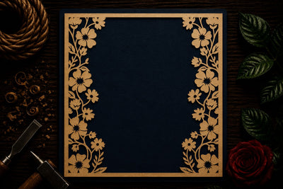 Floral Rectangle Border Frame Laser Cut SVG File SVG Regulrcrative 
