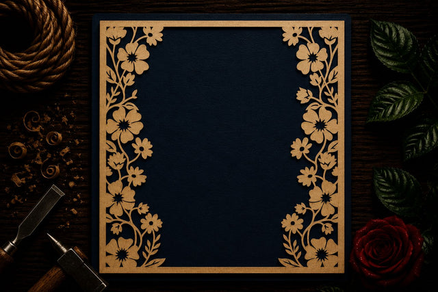 Floral Rectangle Border Frame Laser Cut SVG File SVG Regulrcrative 