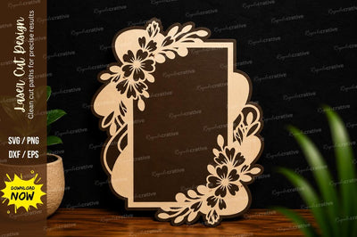 Floral Rectangle Border Laser Cut SVG SVG Regulrcrative 