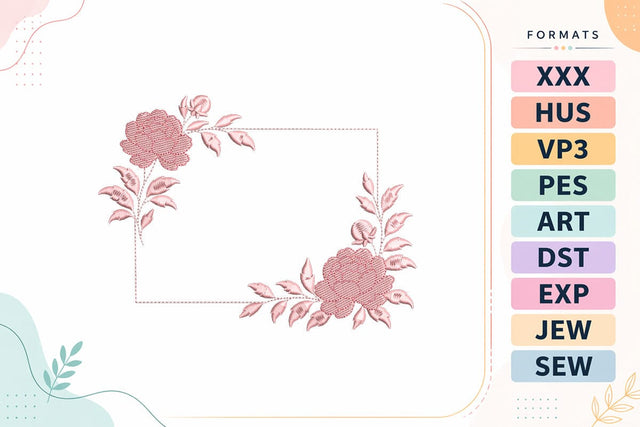 Floral Rectangle Frame Embroidery Design | Rose Border Monogram Frame Embroidery/Applique DESIGNS sg embroidery 