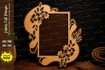 Floral Rectangle Frame Laser Cut Svg Design SVG Regulrcrative 