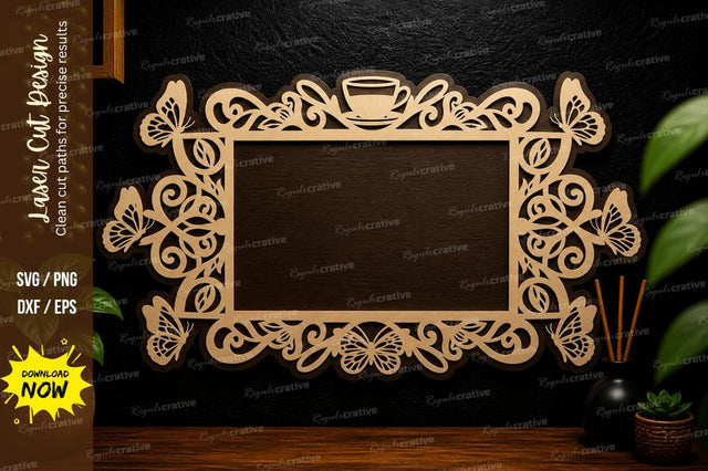 Floral Rectangle Frame laser cut svg File SVG Regulrcrative 