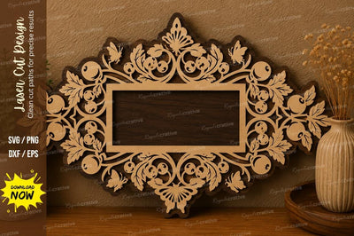 Floral Rectangle Frame laser cut svg File SVG Regulrcrative 