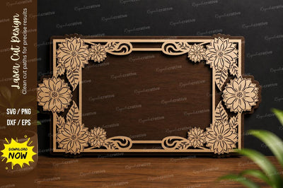Floral Rectangle Frame laser cut svg File SVG Regulrcrative 