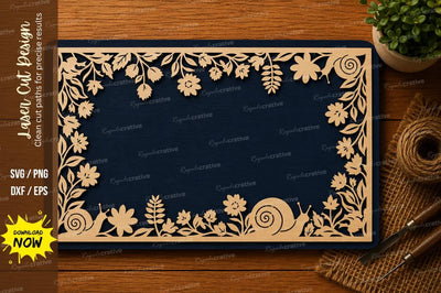 Floral Rectangle Frame SVG | Decorative Laser Cut Border | Glowforge CNC DXF PNG EPS SVG Regulrcrative 