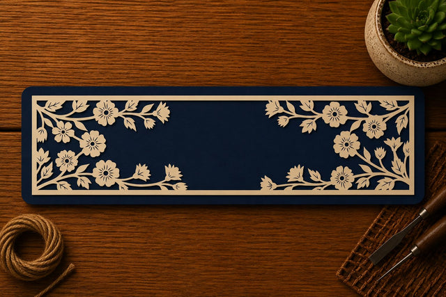 Floral Rectangle Name Sign Laser Cut SVG File SVG Regulrcrative 