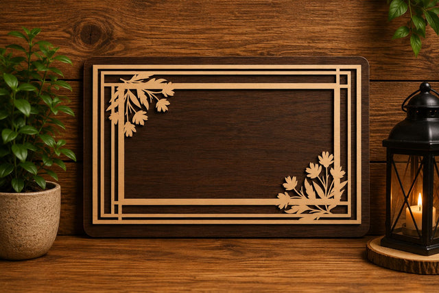 Floral Rectangle Photo Frame Laser Cut SVG File SVG Regulrcrative 