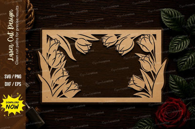 Floral Rectangle Sign Frame Laser Cut SVG File SVG Regulrcrative 