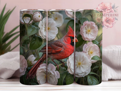 Floral Red Cardinal Tumbler, Floral Cardinal Tumbler, 20oz Tumbler Wrap, Sublimation Design, Bird Lover Gift, Red Cardinal Wrap, Nature Inspired Tumbler Sublimation Li Zamperini 