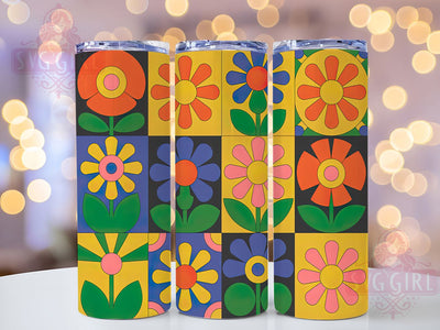 Floral Retro Vintage Tumbler, Seamless Pattern, Vintage Style, Bold Design, Whimsical Art, 20Oz Tumbler, Sublimation Wrap Sublimation SvggirlplusArt 