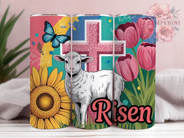 Floral Risen Lamb Faith Tumbler, Christian Cross Tumbler, Floral Faith Wrap, Stylish 20oz Wrap, Sublimation Design, Trendy Gift Idea, Inspirational Easter Tumbler Sublimation Li Zamperini 
