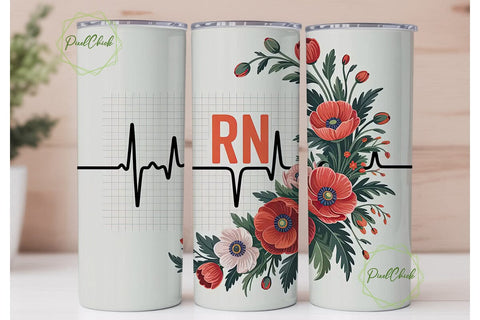 Floral RN 20oz Tumbler Design Sublimation PixelChick 