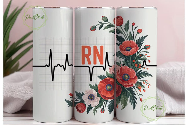 Floral RN 20oz Tumbler Design Sublimation PixelChick 