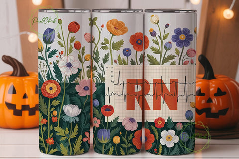 Floral RN 20oz Tumbler Design Sublimation PixelChick 