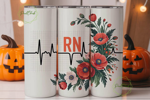 Floral RN 20oz Tumbler Design Sublimation PixelChick 