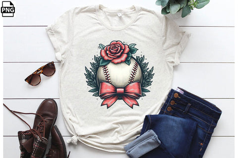 Floral Rose Coquette Softball PNG Printable File Sublimation Creativedesigntee 