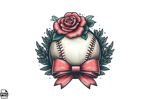 Floral Rose Coquette Softball PNG Printable File Sublimation Creativedesigntee 