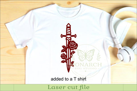 Floral Rose Dagger SVG, Gothic Sword Wall Art, Laser Cut SVG APInspireddesigns 