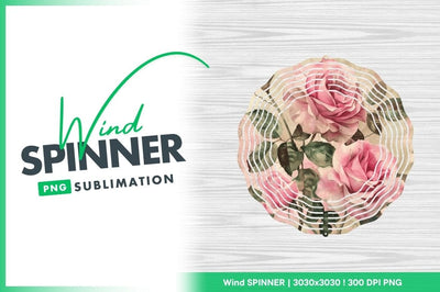Floral rose wind spinner round design template Sublimation Regulrcrative 