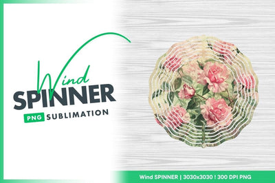 Floral roses wind spinner round sublimation design Sublimation Regulrcrative 