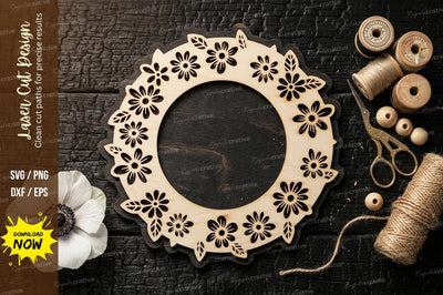 Floral Round Frame laser Cut svg Cutting file SVG Regulrcrative 