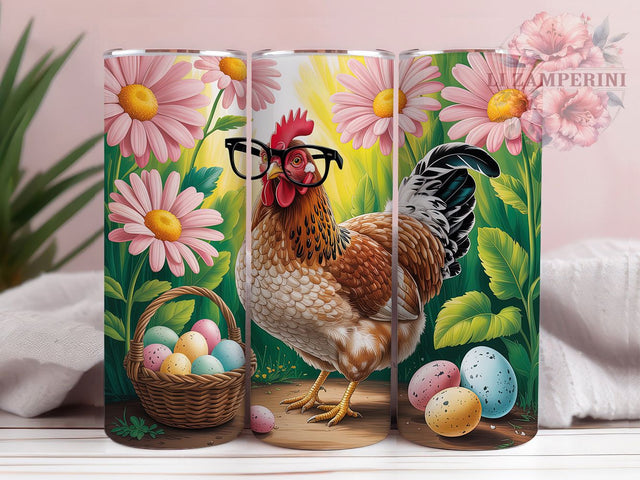 Floral Rustic Easter Chicken Tumbler, Floral Spring Tumbler, Rustic Farm Wrap, Whimsical Chicken Wrap, Vibrant Spring Wrap, Sublimation Design, Trendy Gift Idea Sublimation Li Zamperini 