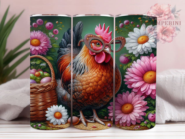 Floral Rustic Easter Chicken Tumbler, Floral Spring Tumbler, Rustic Farm Wrap, Whimsical Chicken Wrap, Vibrant Spring Wrap, Sublimation Design, Trendy Gift Idea Sublimation Li Zamperini 