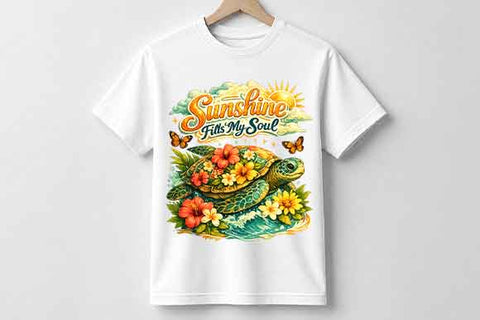 Floral Sea Turtle PNG Sunshine Fills My Soul Coastal Sublimation Design SVG BillahCrafts 