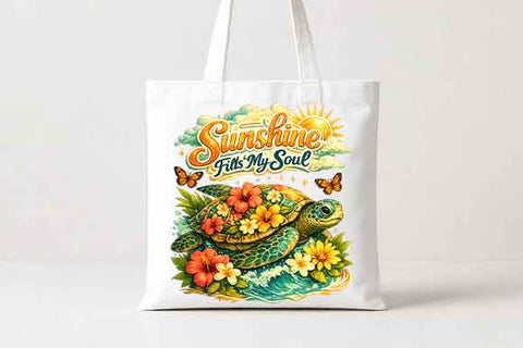 Floral Sea Turtle PNG Sunshine Fills My Soul Coastal Sublimation Design SVG BillahCrafts 