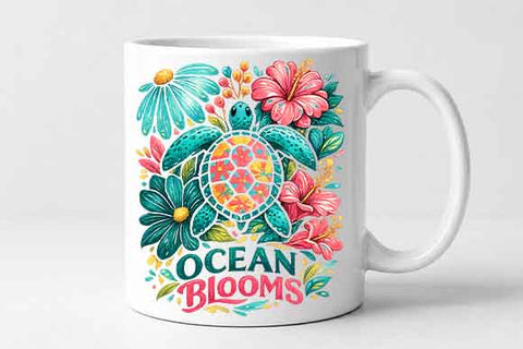 Floral Sea Turtle Sublimation PNG Coastal Ocean Wildlife Digital Download SVG BillahCrafts 
