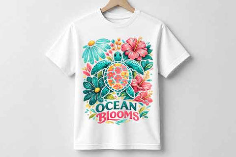 Floral Sea Turtle Sublimation PNG Coastal Ocean Wildlife Digital Download SVG BillahCrafts 