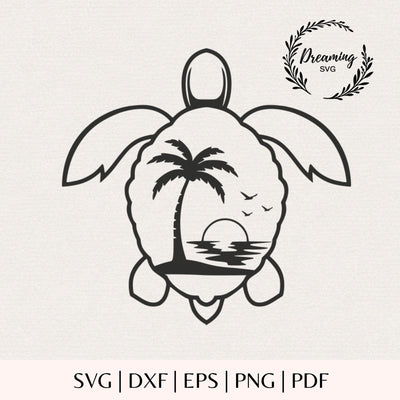 Floral Sea Turtle SVG - Sea Turtle Hibiscus SVG - Beach Cut Files - Tropical Ocean Clipart for Silhouette and Cricut SVG DreamingSVG 