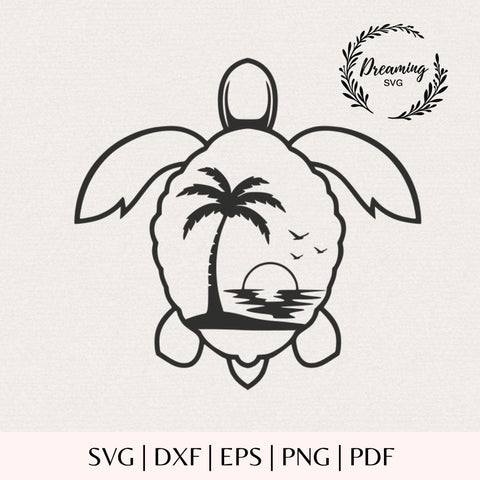 Floral Sea Turtle SVG - Sea Turtle Hibiscus SVG - Beach Cut Files - Tropical Ocean Clipart for Silhouette and Cricut SVG DreamingSVG 