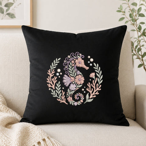 Floral Seahorse Ocean Machine Embroidery Design PES DST Stitch Pattern Files Embroidery/Applique DESIGNS PatternFeed8 