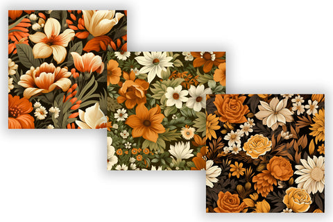 floral seamless patterns, retro patterns, 70s Earthy Florals Sublimation FloridPrintables 