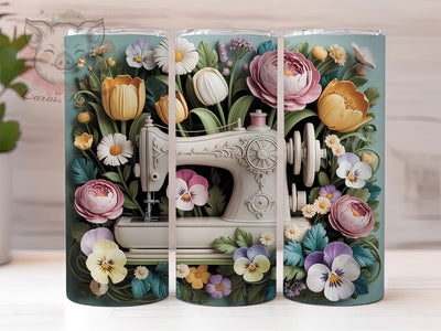 Floral Sewing Machine Craft 20oz Tumbler, Floral Details, Intricate Design, Craft Theme, Vintage Sewing, 20oz Tumbler Wrap, Sublimation PNG Sublimation Lara' s Designs 