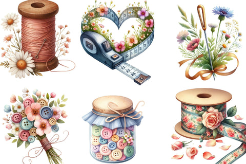 Floral Sewing Sublimation Clipart Bundle Sublimation SVGista 