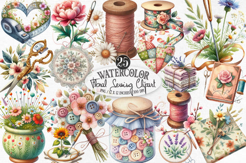 Floral Sewing Sublimation Clipart Bundle Sublimation SVGista 